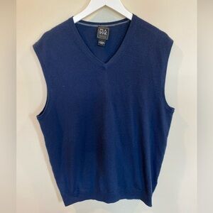 Jos A Bank Traveler 100% Merino Wool Sweater Vest Blue Mens Large